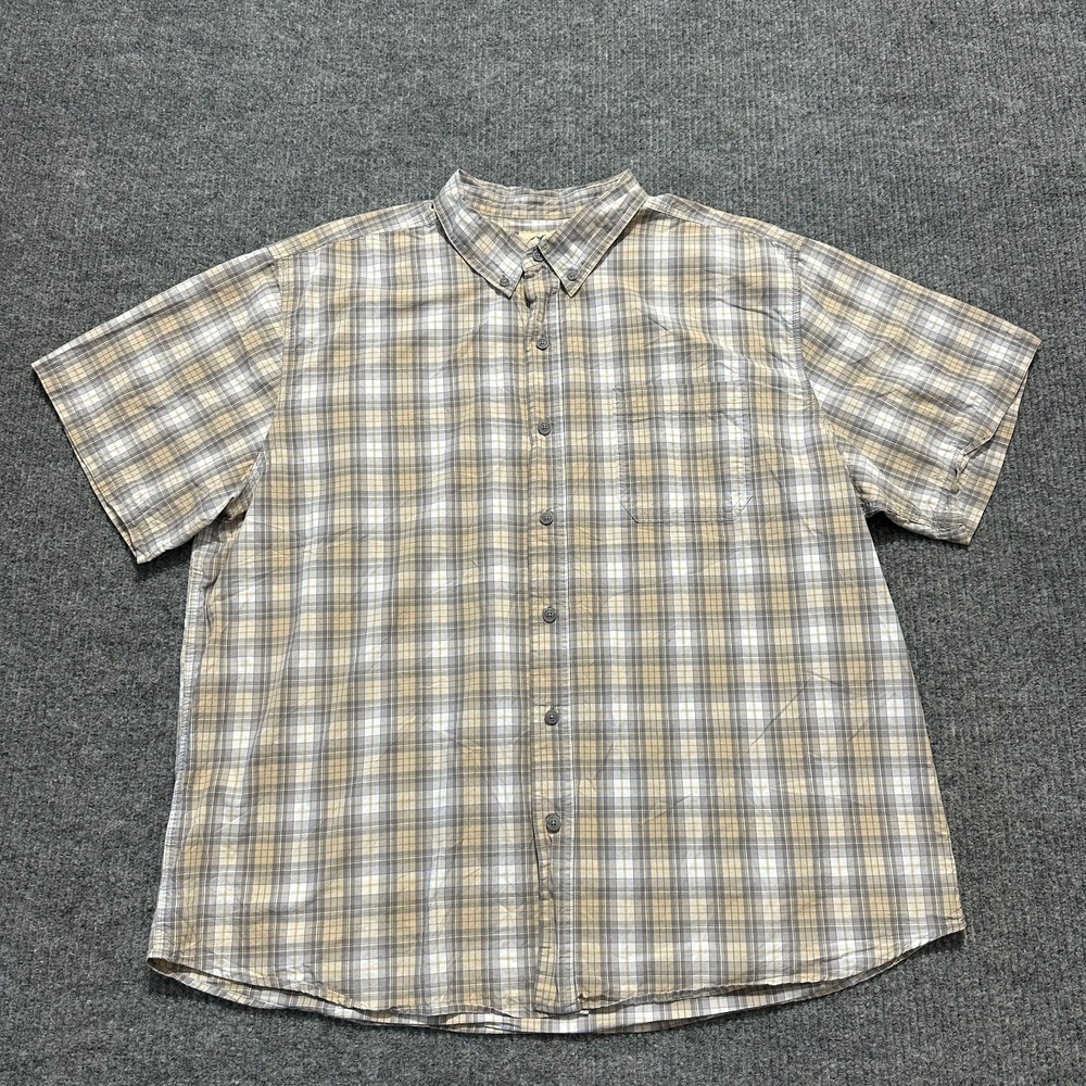 Blue Mountain Mens Button Down Shirt Size‎ 2XL Plaid Cotton Short Sleeve